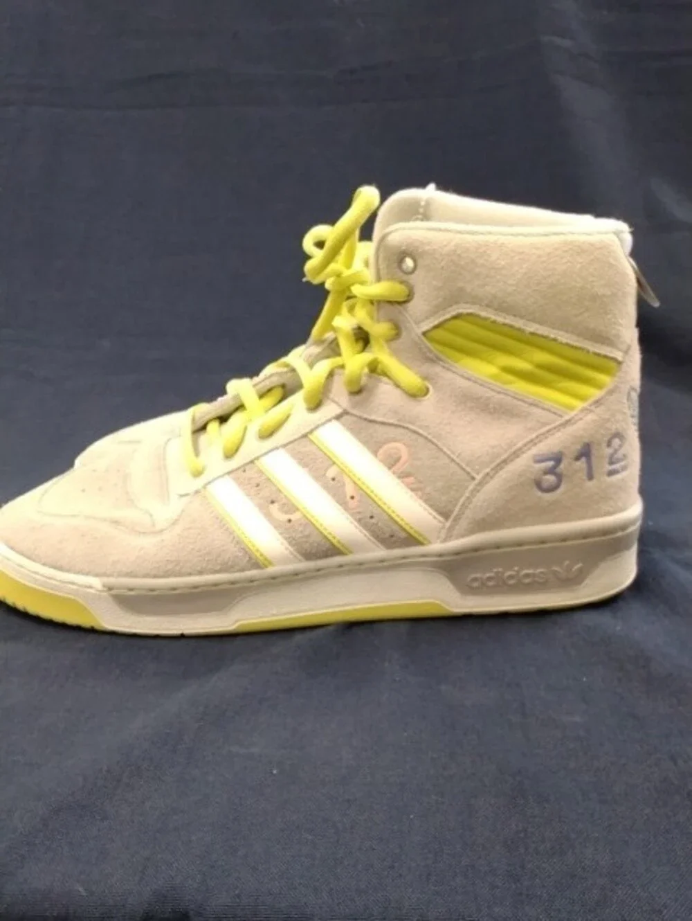 adidas Beige Suede High-Top Sneakers with Yellow Accents